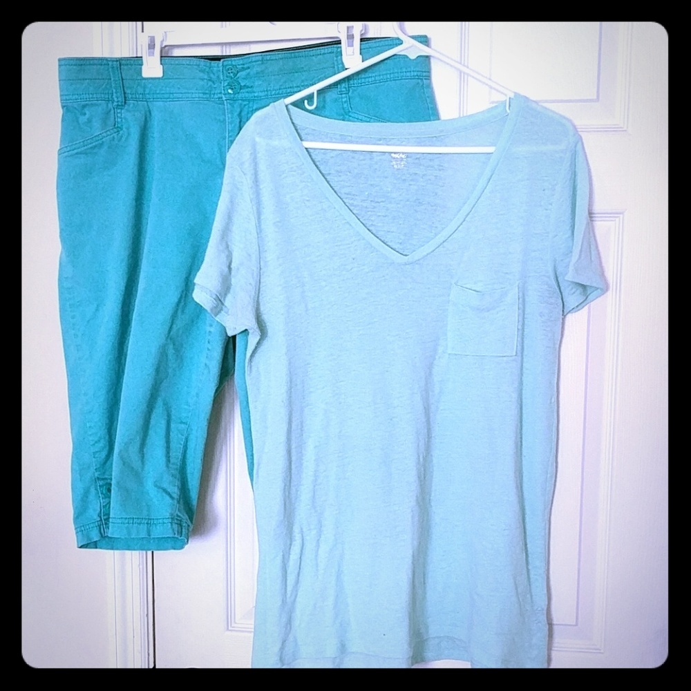 Lightweight sweater tee with pocket.